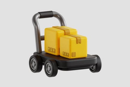 Preview: 3D Cartoon Logistics Trolley Asset