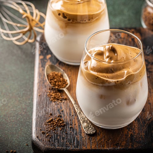 Preview: Dalgona coffee in glass cup