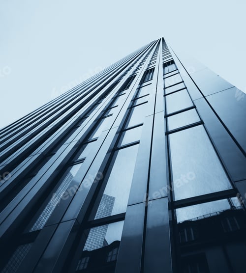 Preview: office buildings. Modern glass silhouettes on modern building.