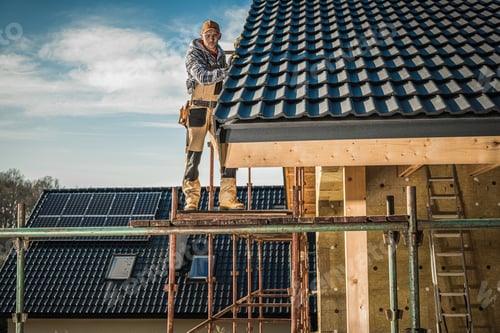 Preview: Construction Worker Performing Roof Installation