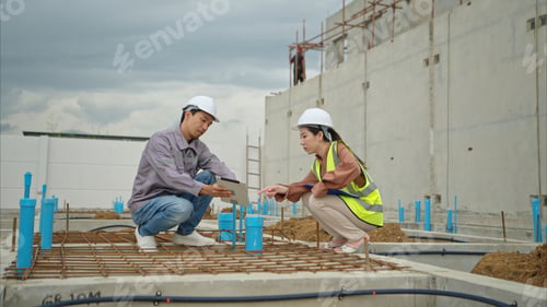 Preview: Engineers and architecture inspect and supervise the construction of building walls