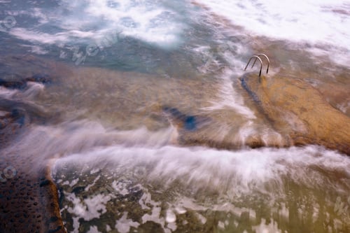 Preview: Stone shore with ladder between water