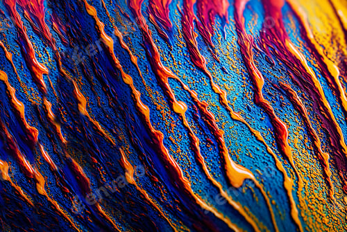 Preview: Macro texture of abstract colorful liquid oil acrylic glitter marbled background