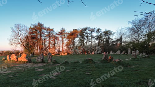 Preview: Rollright stone circle with dawn light, near Chipping Norton, England