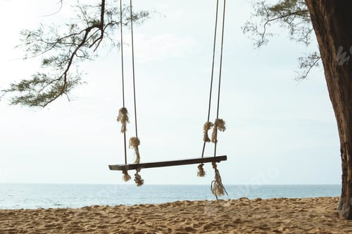 Preview: Wooden swing with view to the sea