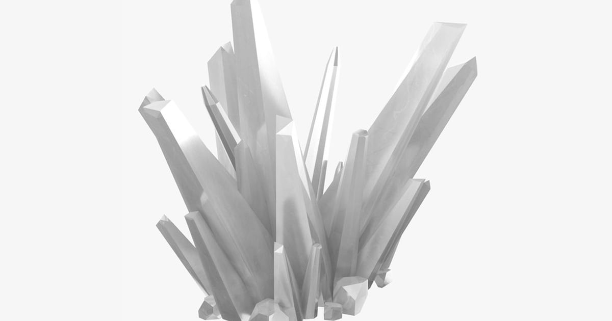 White Crystalline Cluster with Varied Shapes and Sizes 3D, Incl ...