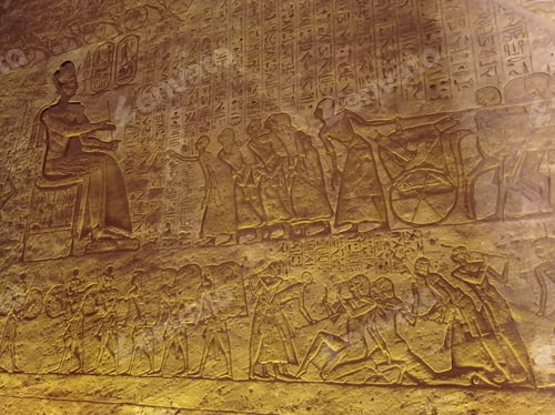 Preview: Detail of the hieroglyphs carved on the stone of an ancient wall in Egypt