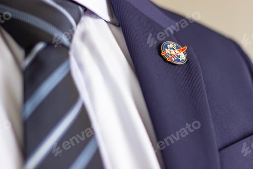 Preview: Elegant Suit Jacket with NASA Pin Detail