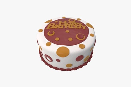 Preview: White cake with red top and gold accents