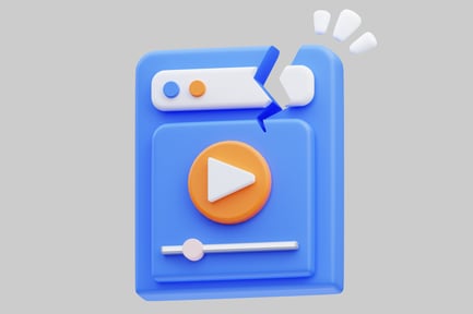 Vorschau: Blaues Rechteck mit Play-Taste und Schallwellen.