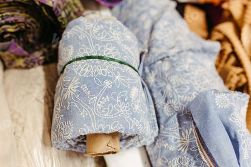 Preview: Rolls of Textured Fabric Material and Cardboard