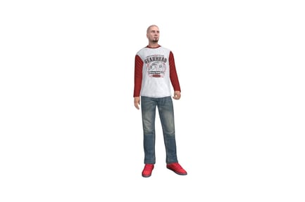 Preview: Man in graphic t-shirt and jeans
