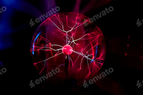 Preview: Electric plasma ball on a dark background. Static electricity model