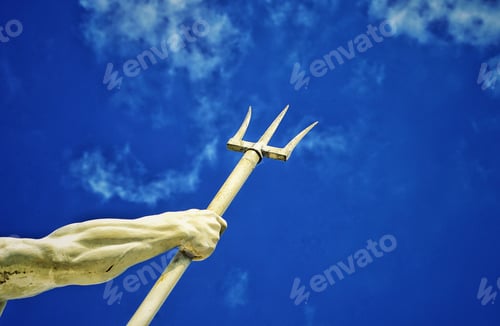 Preview: Hand of the mighty god of the sea and oceans Neptune (Poseidon) holding his trident.