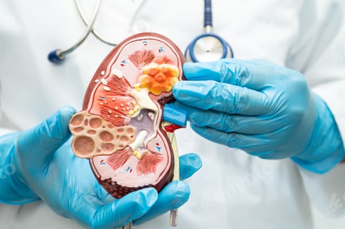 Preview: Kidney disease, Chronic kidney disease ckd, Doctor with human model to study and treat in hospital.