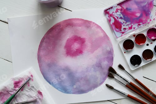 Preview: Pink and Blue Abstract Watercolor Art Supplies