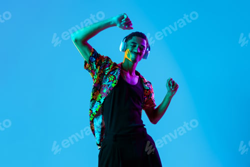 Preview: African man portrait in studio on colorful background
