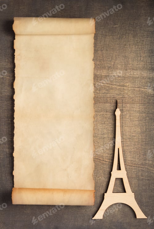 Preview: old retro aged paper parchment at wood