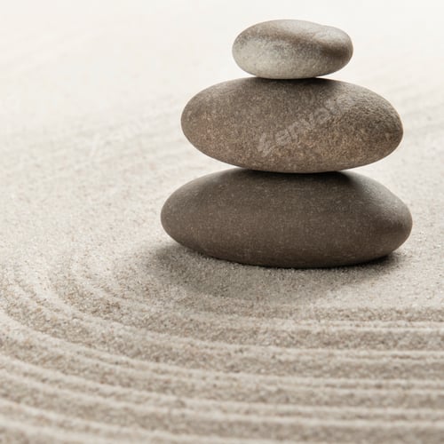Preview: Stacked zen stones sand background art of balance concept