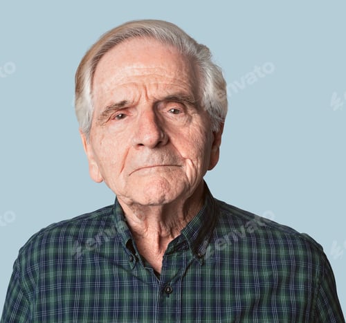 Preview: Displeased senior man in a studio shoot mockup