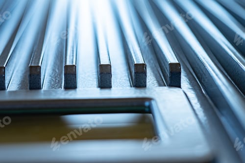 Preview: Fluted metal surface next to a control panel