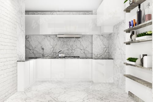 Preview: white minimal kitchen with wood decoration and shelf
