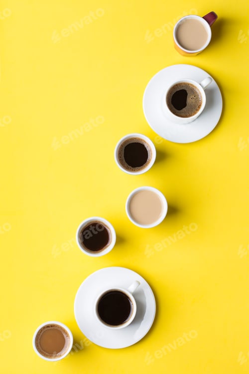 Preview: Creative flat lay with assortment of coffee cups