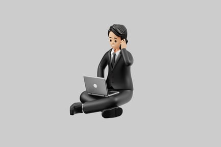 Preview: Cartoon businessman with laptop and phone