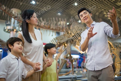 Preview: Young family in museum of natural history