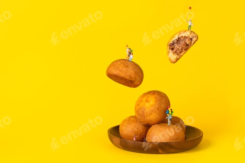 Preview: Creative villain poster design for moon cake in the mid-autumn festival on a yellow background