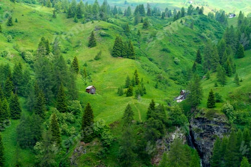 Preview: Mountain landscape along the road to Passo Giau, Dolomites, Veneto, Italy