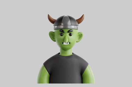 Preview: Cartoon goblin with horned helmet