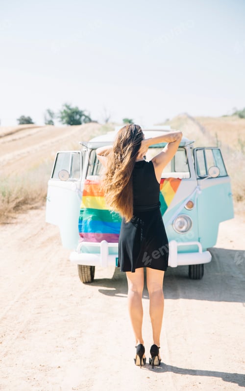 Preview: Happy lesbian women in the old van