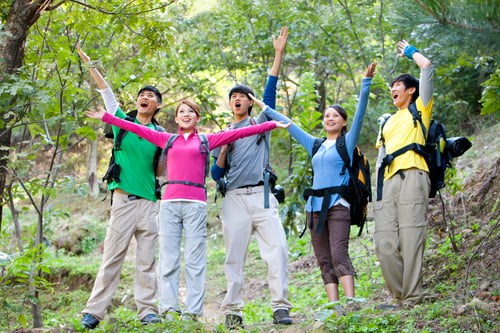 Preview: Young people go hiking in mountain
