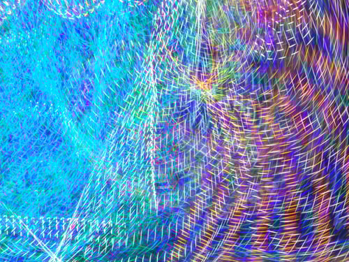 Preview: Blurred image with a blue patterned background, creating an abstract and dreamy aesthetic