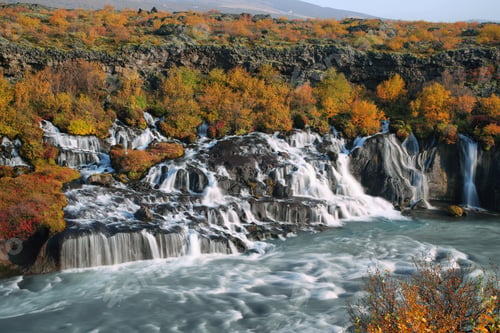 Preview: Hraunfossar waterfall in autumn