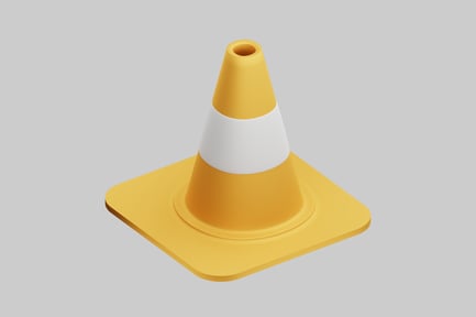 Orange traffic cone with white stripe