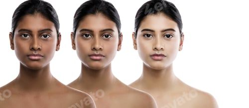 Preview: Indian woman and result of skin whitening treatment
