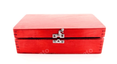 Preview: Opened vintage wooden chest