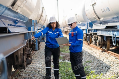 Preview: Engineer railway under checking construction checking railway work on railroad