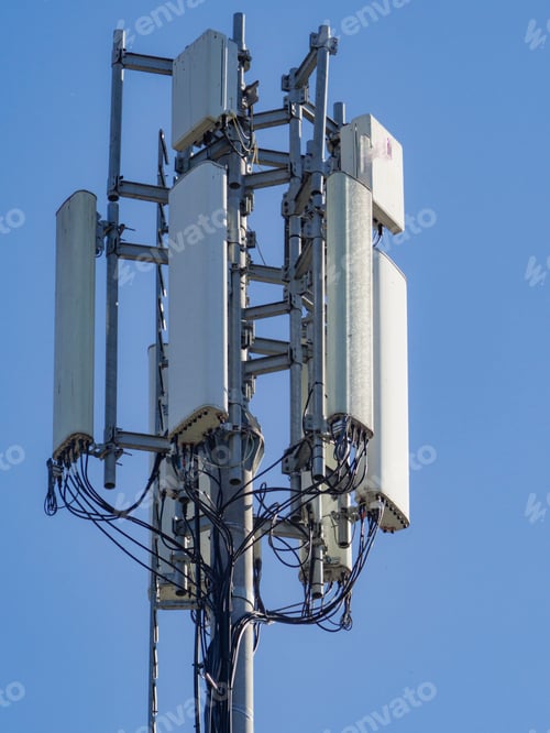 Preview: Telecommunication tower broadcasting signals for mobile communication and internet connectivity