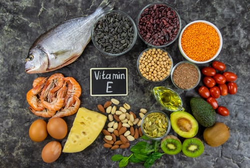 Preview: Foods that contain vitamin E. Selective focus.