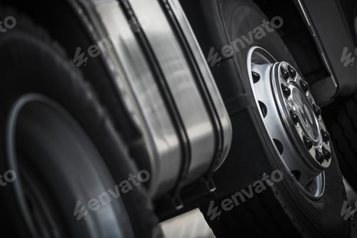 Preview: Semi Truck Wheels Closeup