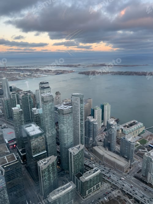 Preview: Skyscrapers from above during cloudy weather