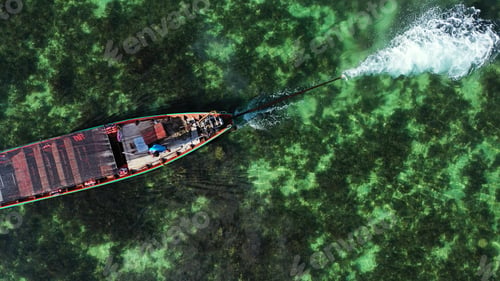 Preview: Aerial drone shot of a boat on the Indian Ocean near the Maldives