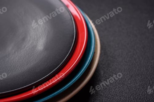 Preview: Beautiful empty round ceramic plate on a concrete background
