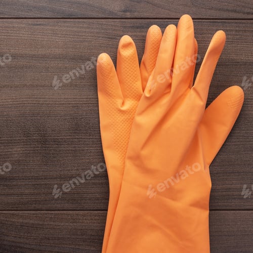 Preview: Orange Rubber Cleaning Gloves