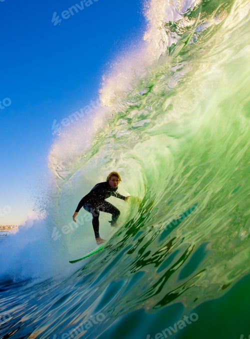 Preview: Surfer On Blue Ocean Wave