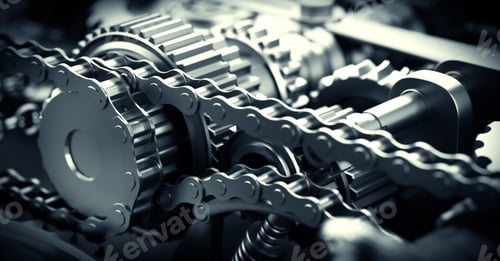 Preview: Gears and cogs mechanism. Industrial machine, engine