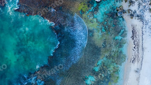 Preview: Aerial view of a beautiful beach with sea waves in Australia